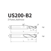 G-US200-B2 2 Flute Ballnose Coated Endmills - Big-tools Industrial Supply Tools for Metal Cutting